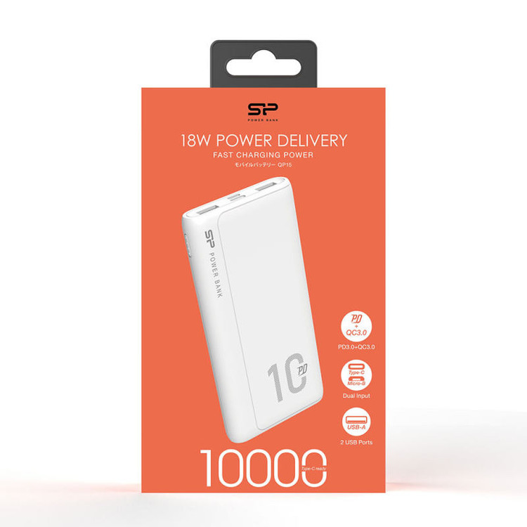 پاوربانک و شارژر همراه سیلیکون پاور (Silicon-Power) مدل QP15 ظرفیت 10000mAh ا Silicon Power QP15 10000mAh Power Bank